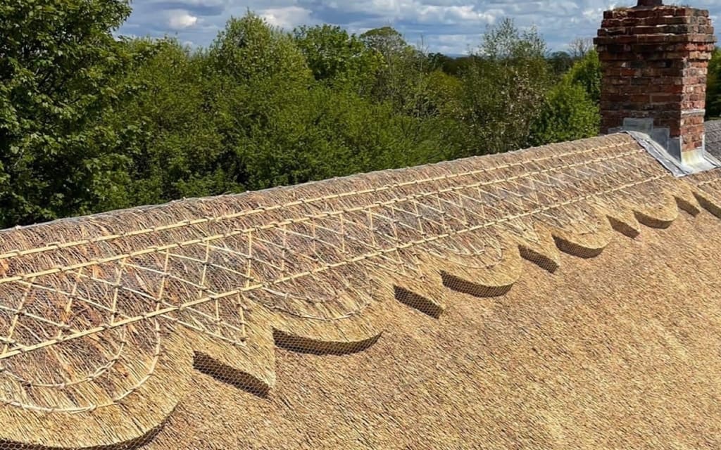 After re-ridging a thatched roof